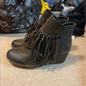 Boho fringe booties